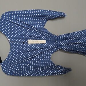 Vici - Mustard Seed Blue Polka Dot Dress